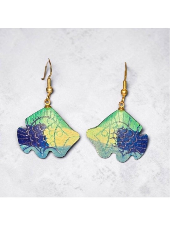 unbranded Jewelry - Handmade Blue Green Fish Design Earrings